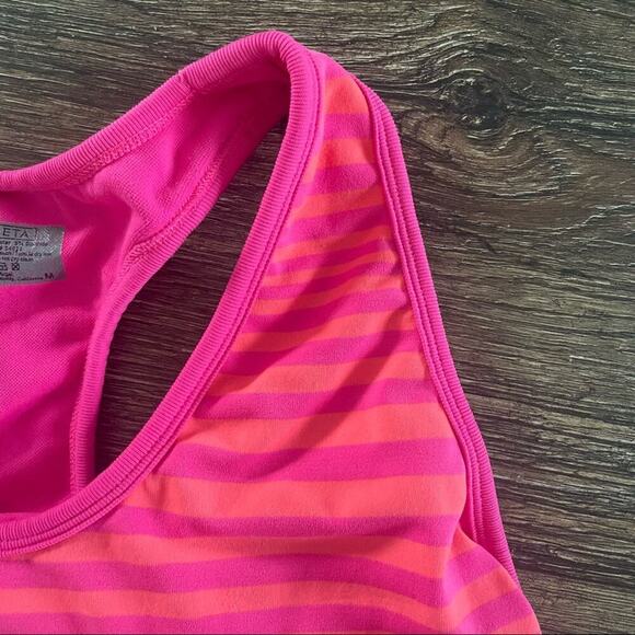 Athleta Tank Top Racerback Striped Pink‎ Orange Athletic Workout Gym - Picture 4 of 4